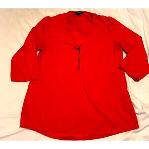 Express Red 3/4 Sleeve Blouse with Zipper in front Sz S